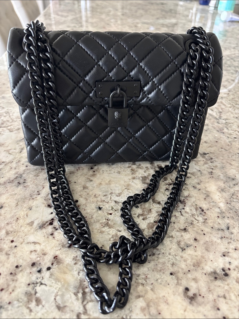Kurt Geiger Quilted Black Chain Shoulder Bag